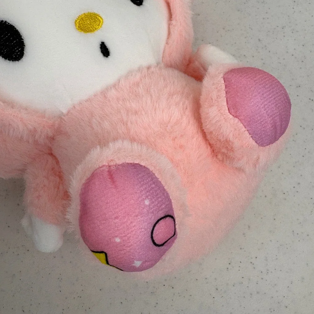 Sanrio My‎ Melody Pink Fuzzy Plush Toy Blue Bow Sun Moon  8.5